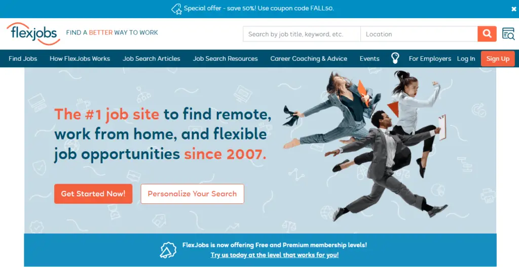 flexjobs homepage companies hiring remote workers